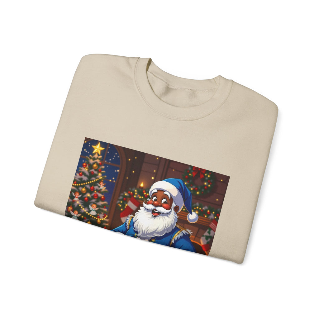 Christmas Sweatshirt - Blue Santa Claus Holiday Crewneck