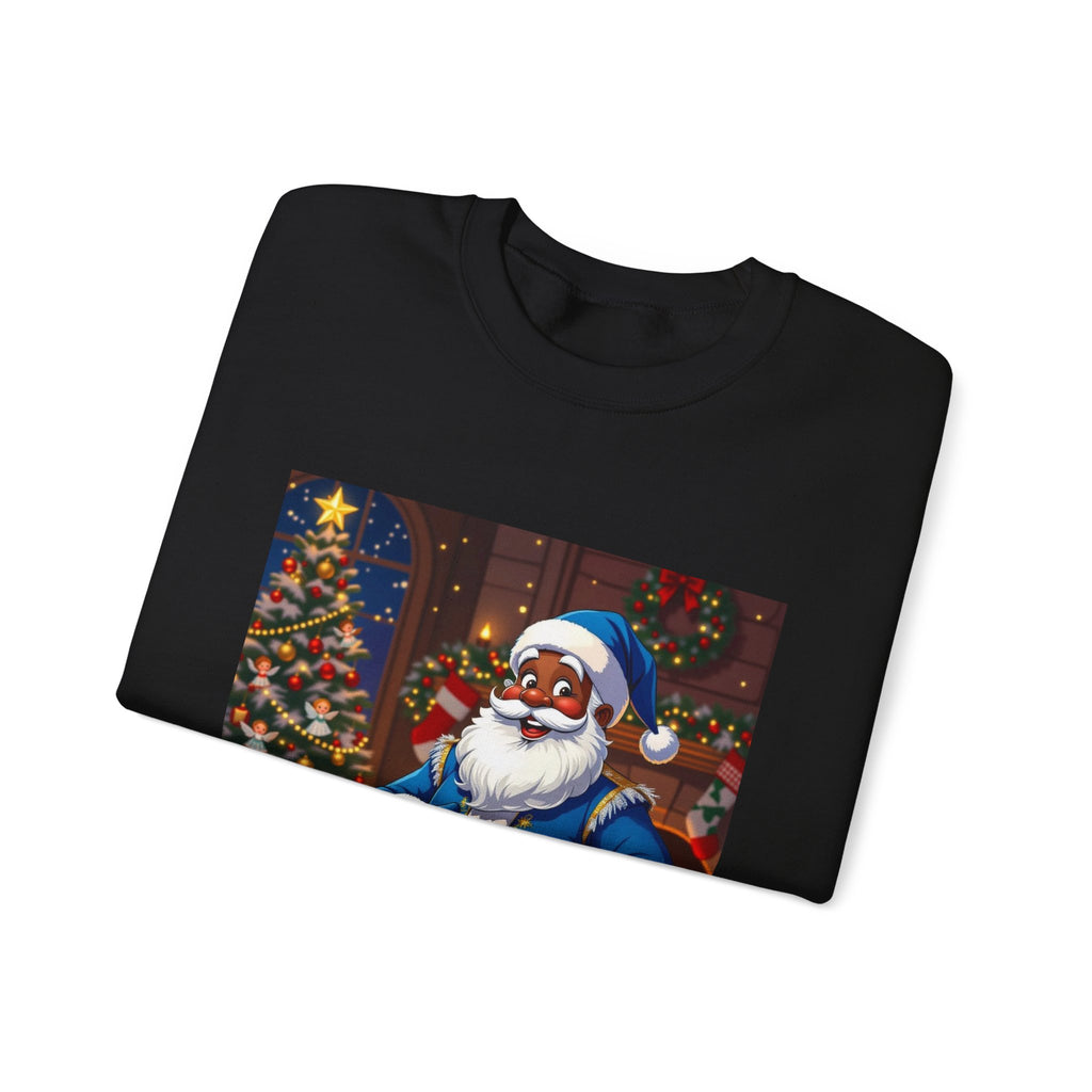 Christmas Sweatshirt - Blue Santa Claus Holiday Crewneck