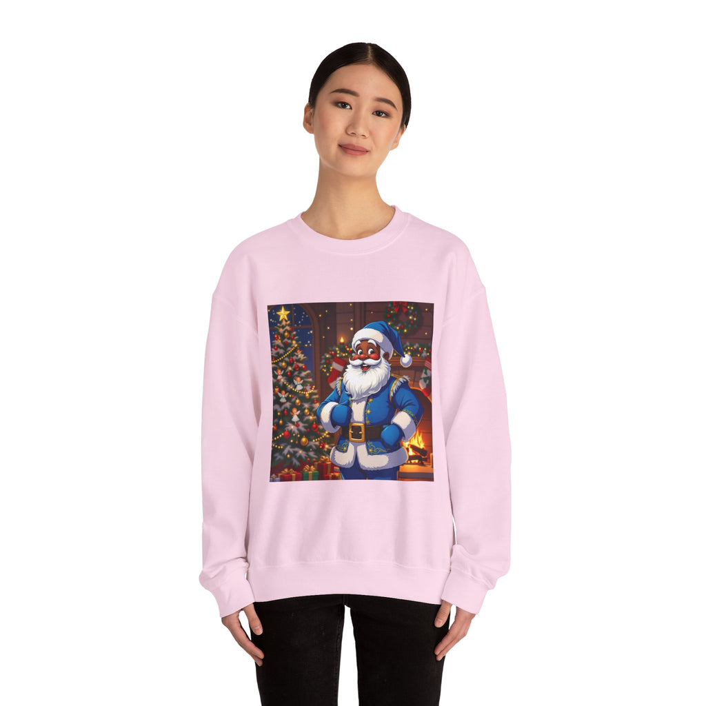 Christmas Sweatshirt - Blue Santa Claus Holiday Crewneck