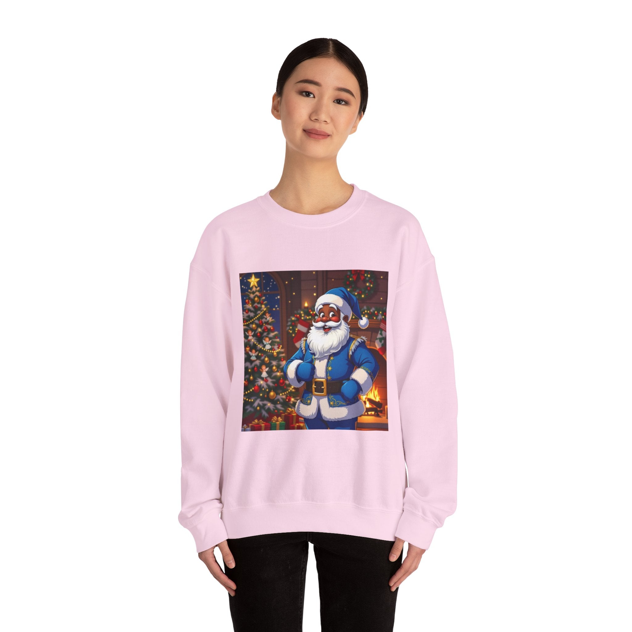Christmas Sweatshirt - Blue Santa Claus Holiday Crewneck