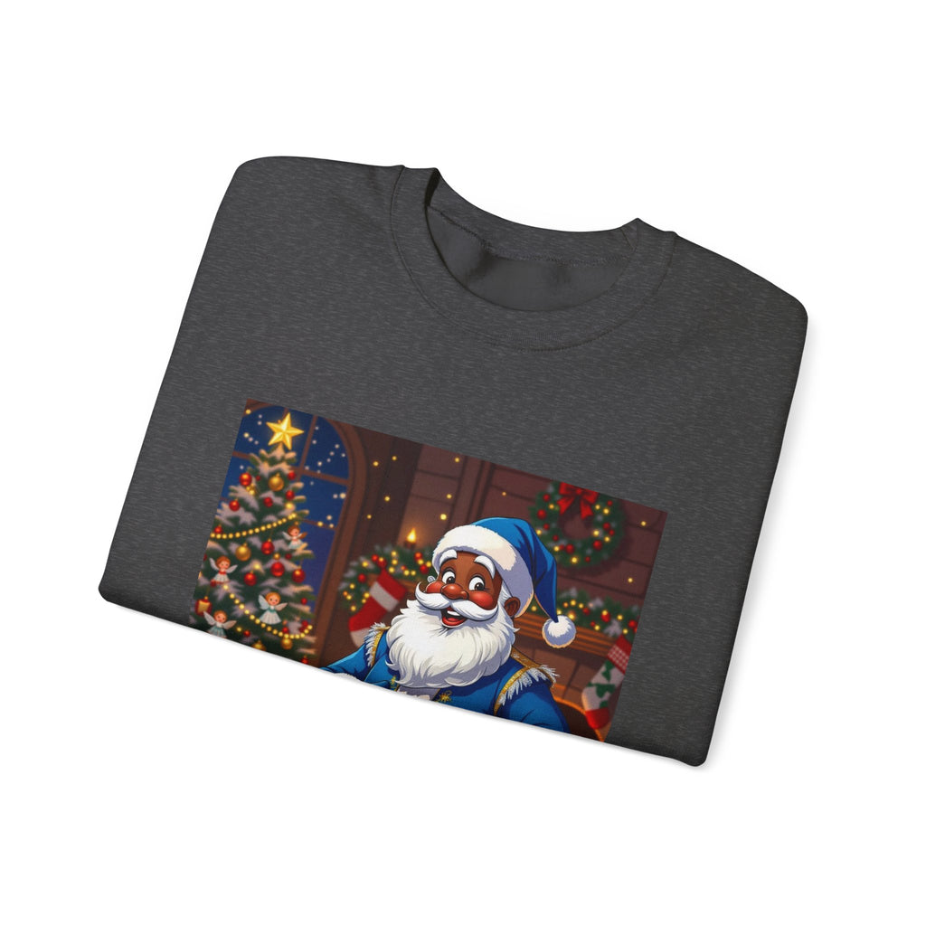 Christmas Sweatshirt - Blue Santa Claus Holiday Crewneck