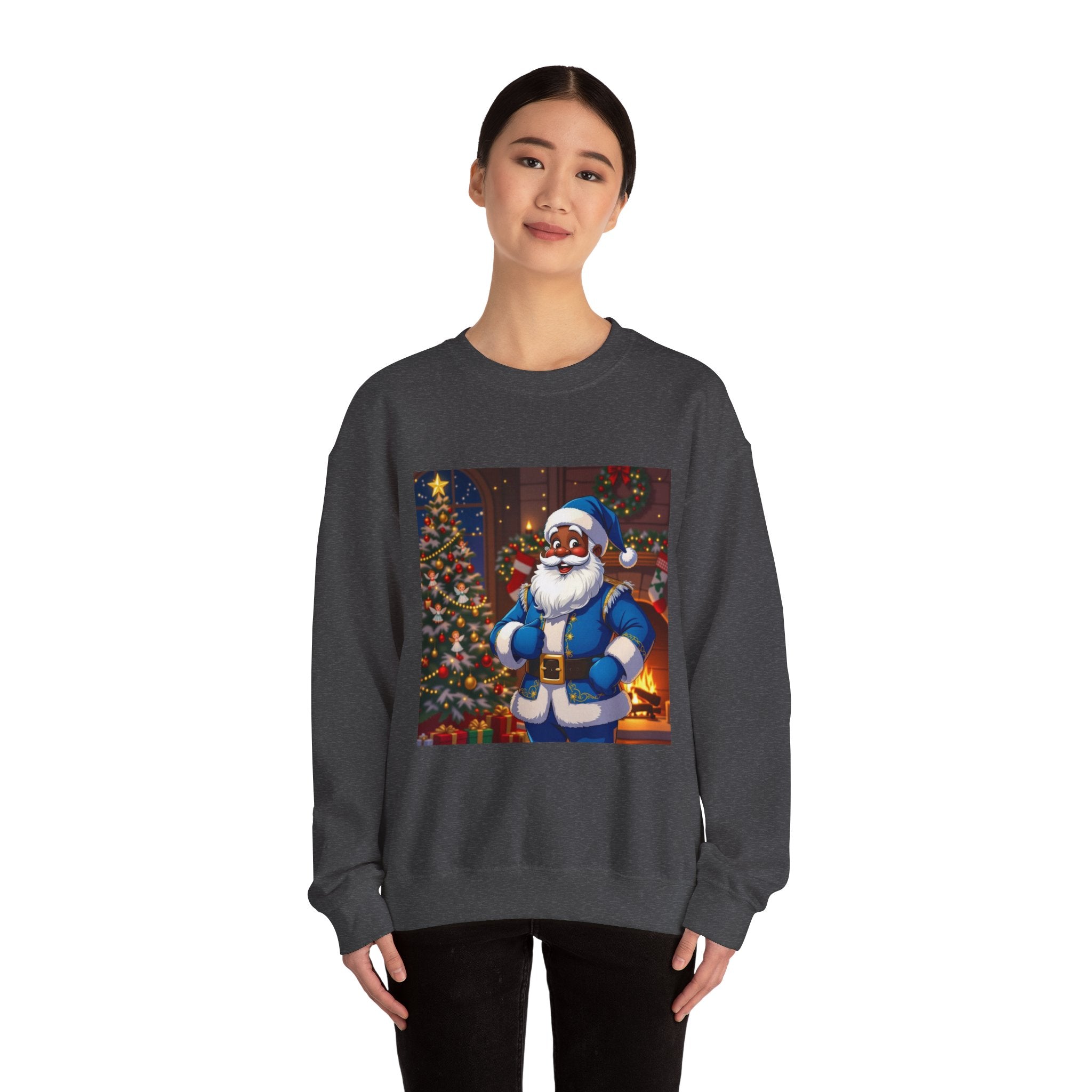 Christmas Sweatshirt - Blue Santa Claus Holiday Crewneck