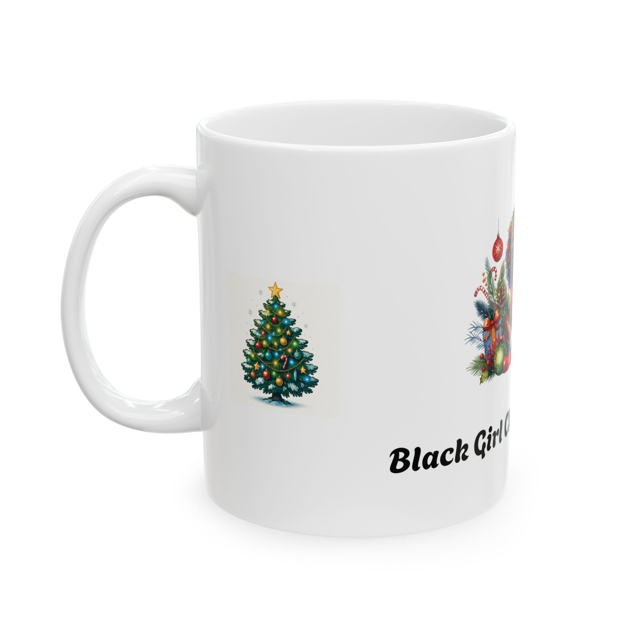 Festive "Black Girl Christmas Magic" Mug, Holiday Gifts, Seasonal Drinkware, Unique Ceramic Cup, Christmas Decor, Family Dinners