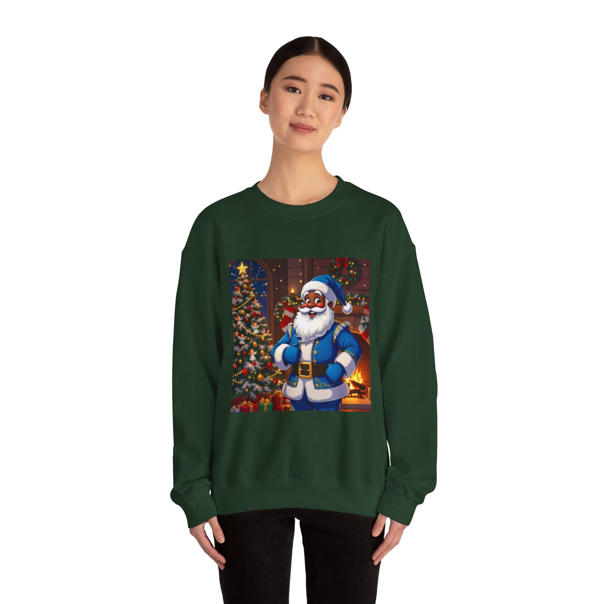 Christmas Sweatshirt - Blue Santa Claus Holiday Crewneck