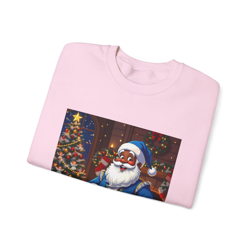Christmas Sweatshirt - Blue Santa Claus Holiday Crewneck