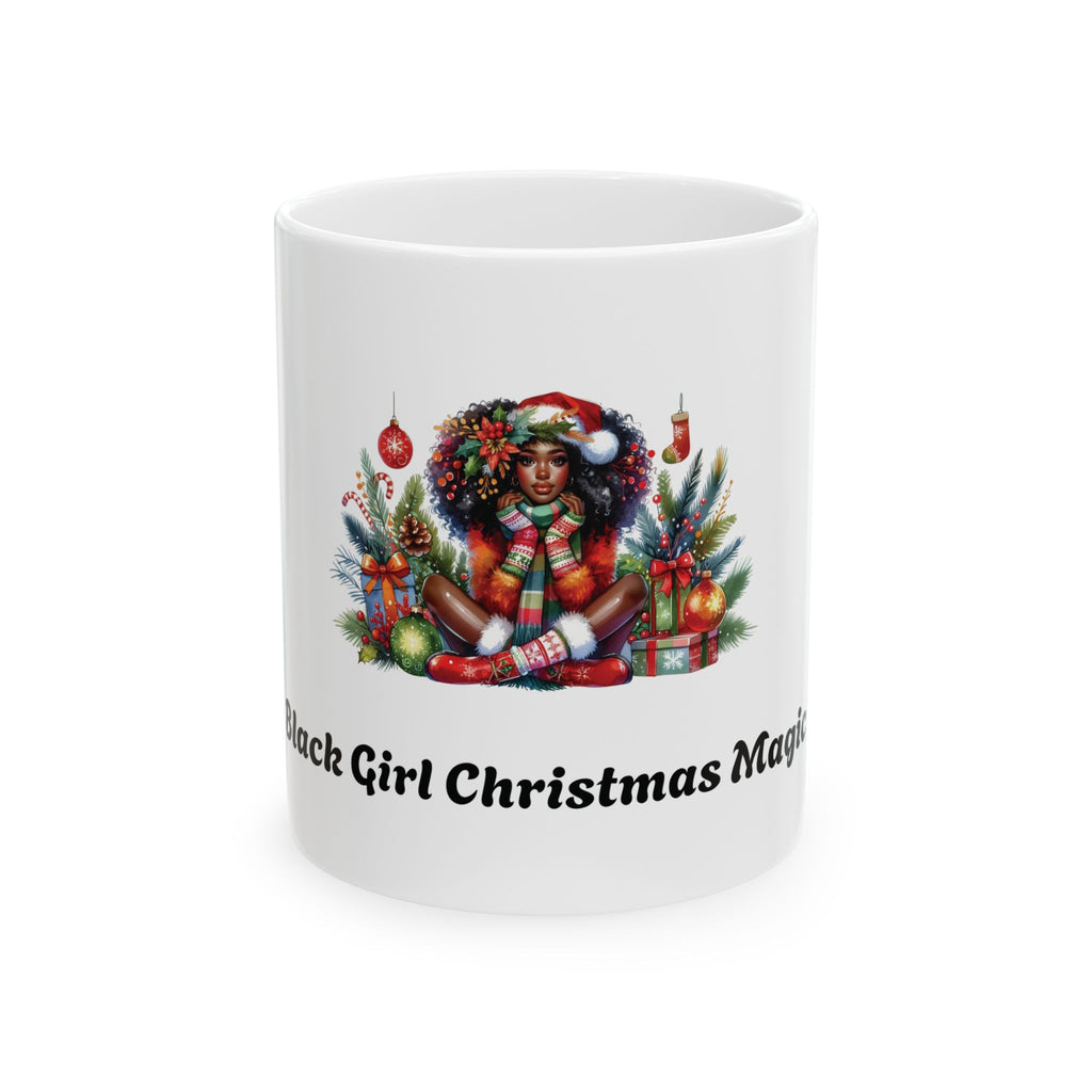 Festive "Black Girl Christmas Magic" Mug, Holiday Gifts, Seasonal Drinkware, Unique Ceramic Cup, Christmas Decor, Family Dinners