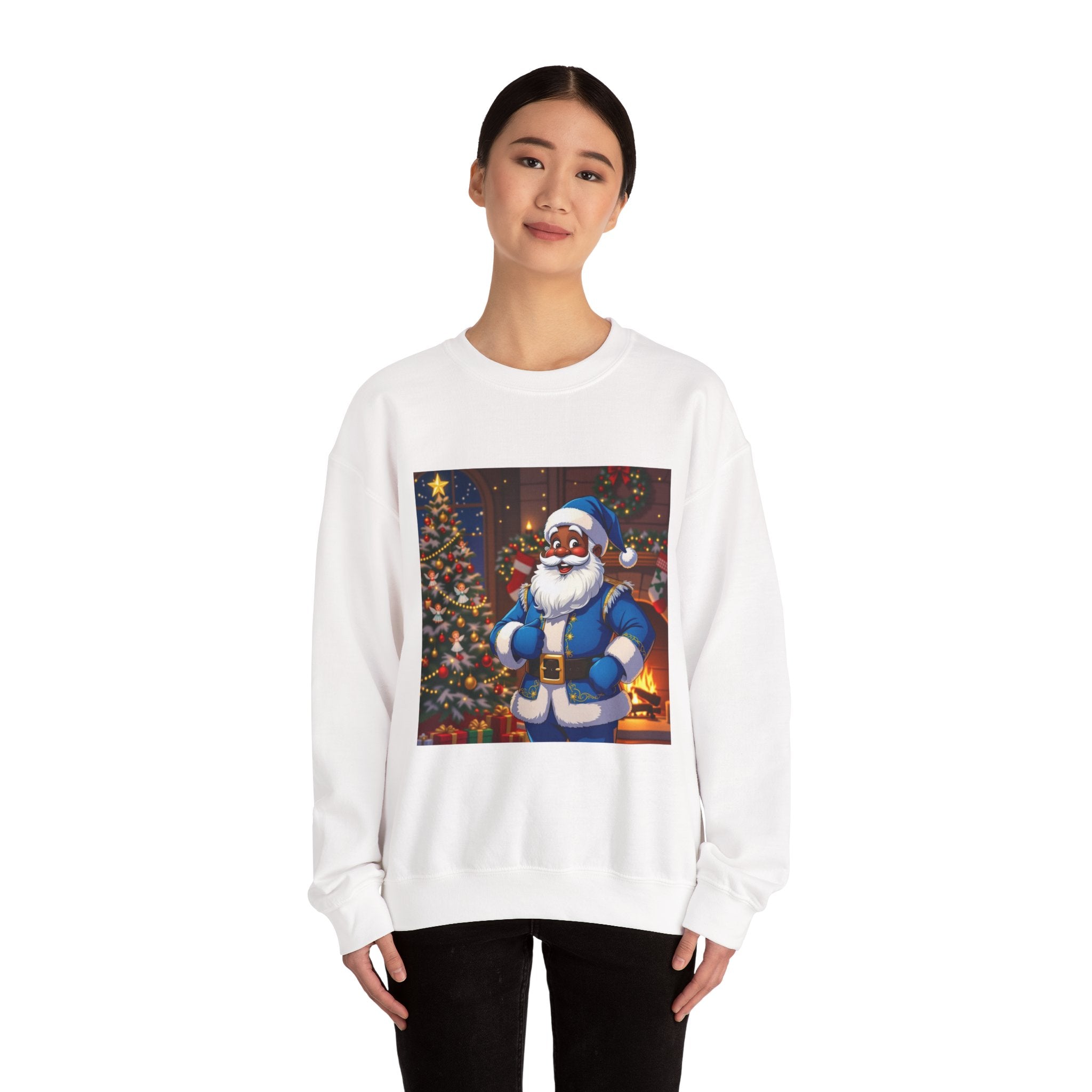 Christmas Sweatshirt - Blue Santa Claus Holiday Crewneck