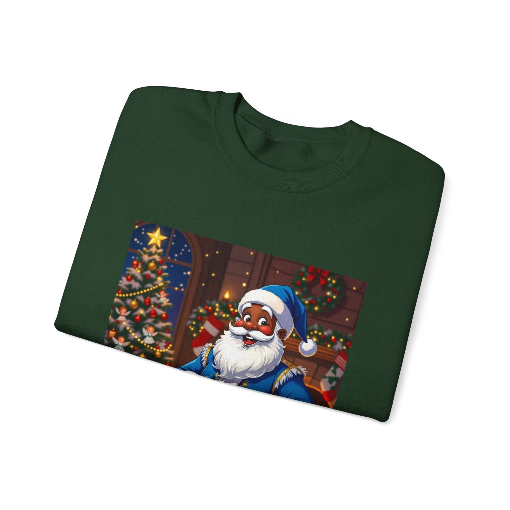 Christmas Sweatshirt - Blue Santa Claus Holiday Crewneck