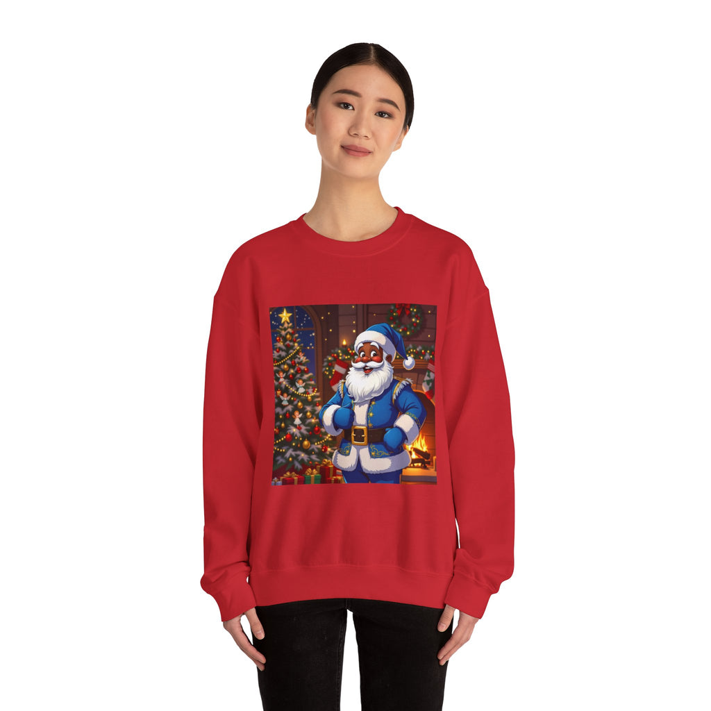 Christmas Sweatshirt - Blue Santa Claus Holiday Crewneck