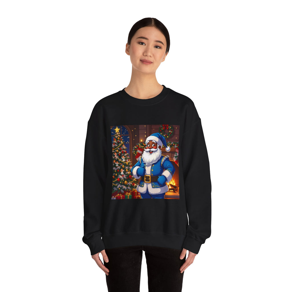 Christmas Sweatshirt - Blue Santa Claus Holiday Crewneck