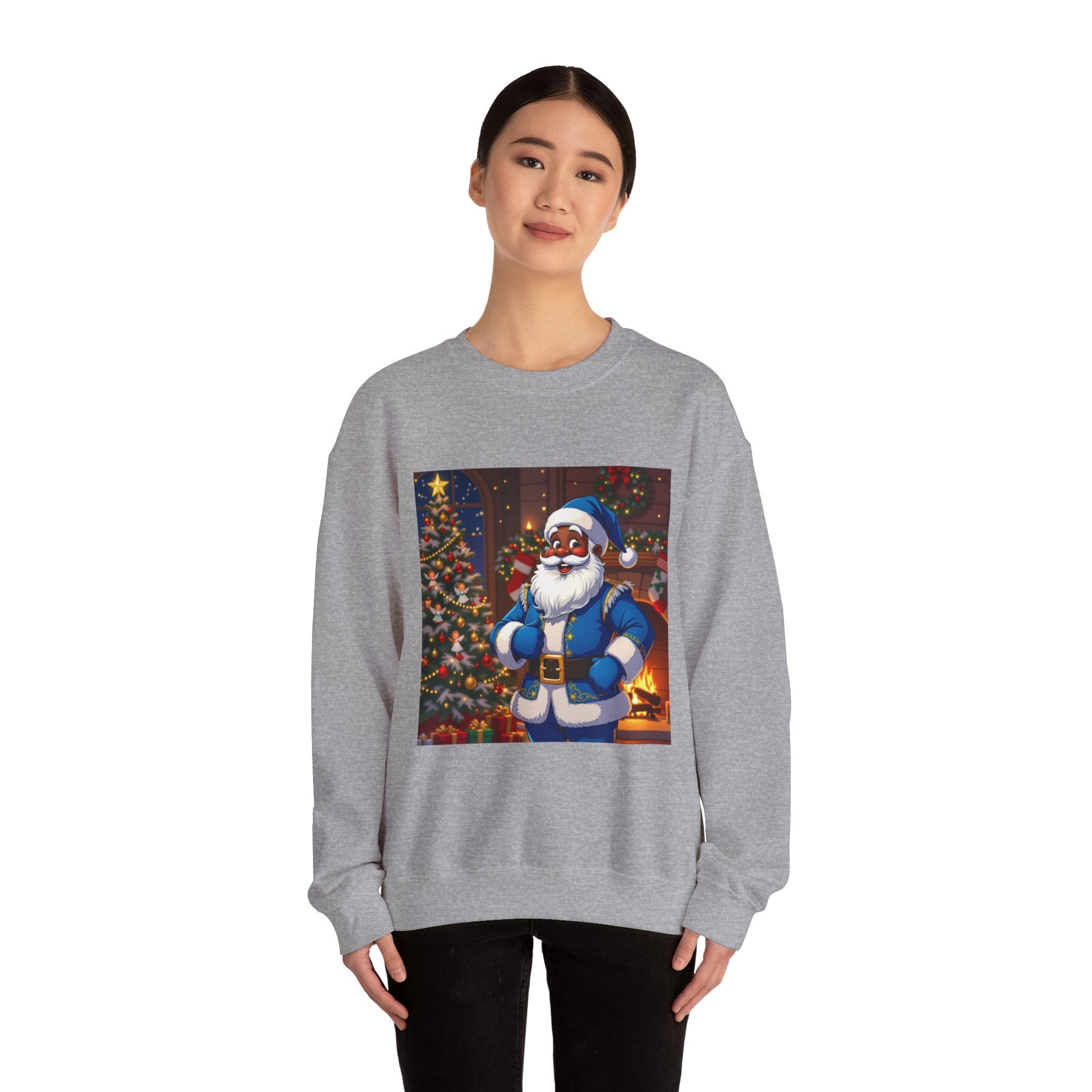 Christmas Sweatshirt - Blue Santa Claus Holiday Crewneck