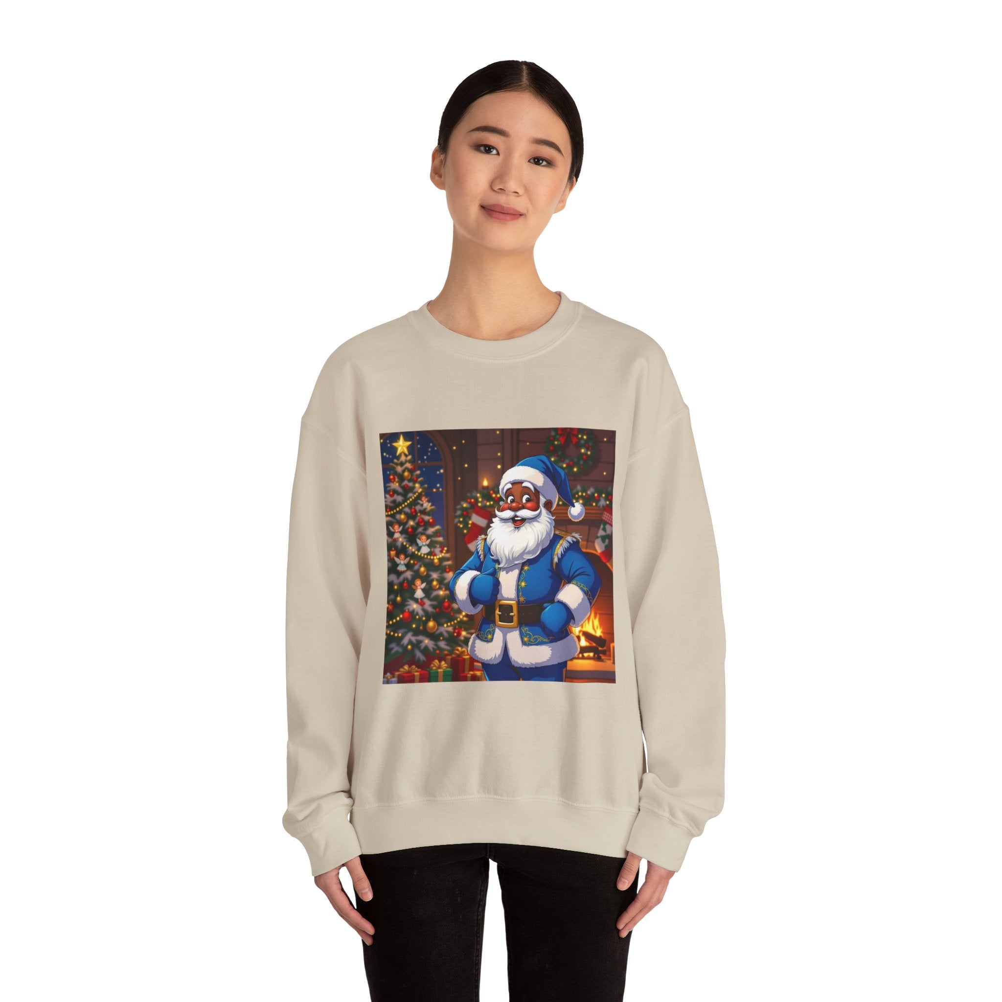 Christmas Sweatshirt - Blue Santa Claus Holiday Crewneck