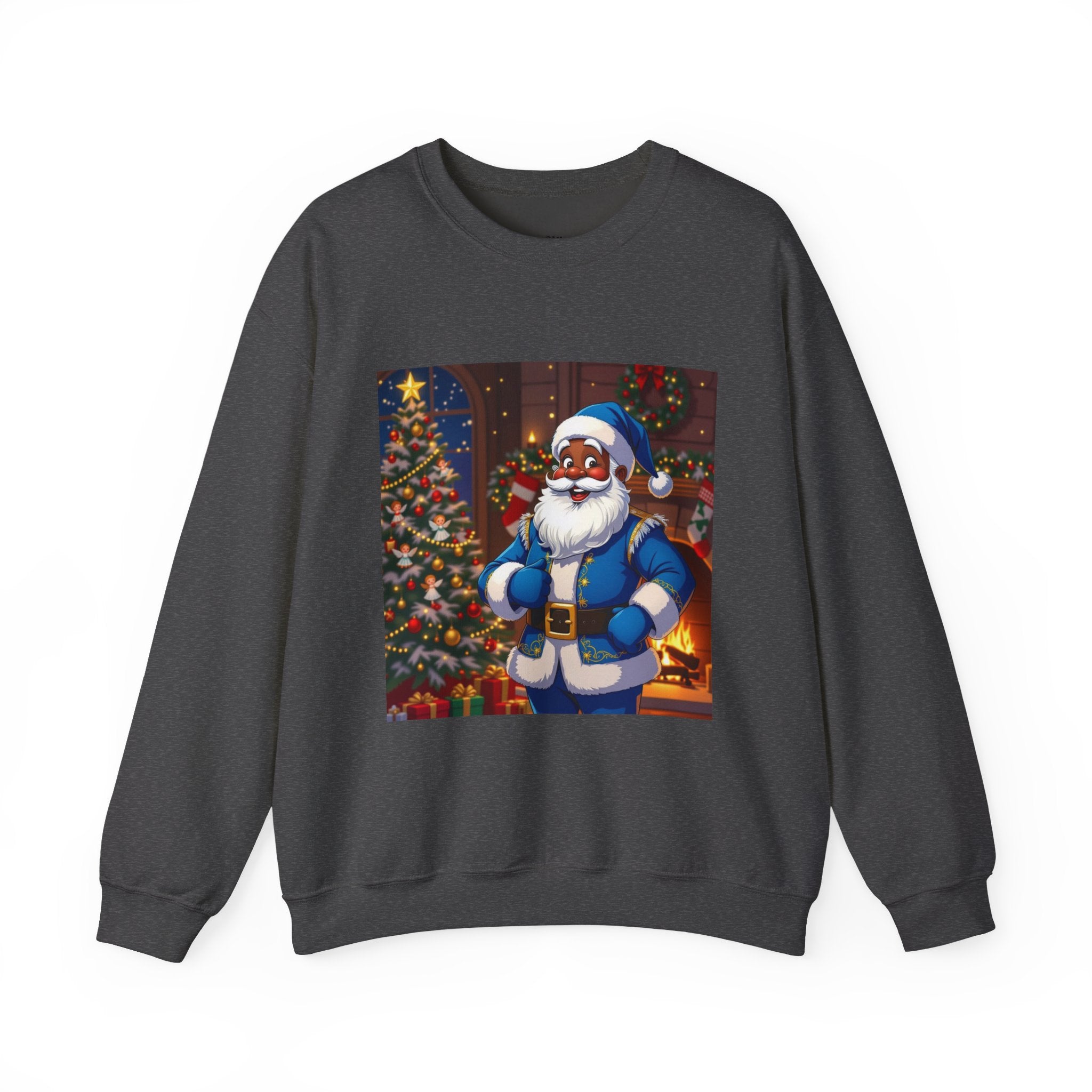 Christmas Sweatshirt - Blue Santa Claus Holiday Crewneck