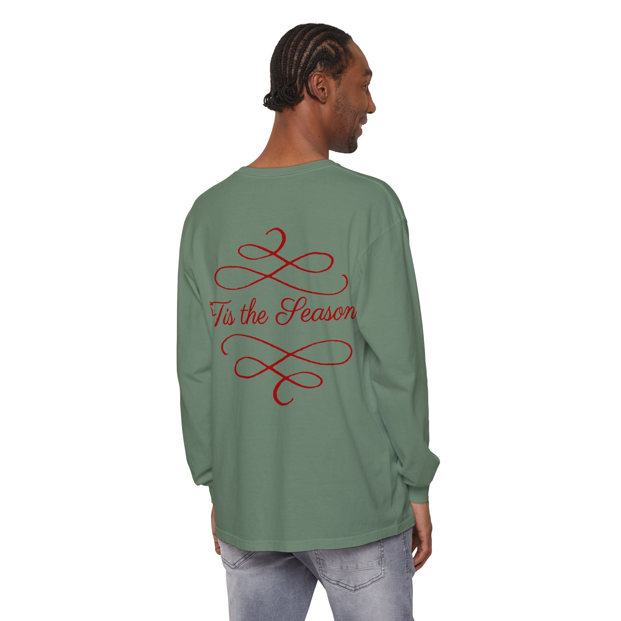 Christmas Family Scene Long Sleeve Tee — "Wrapped in Love This Christmas"