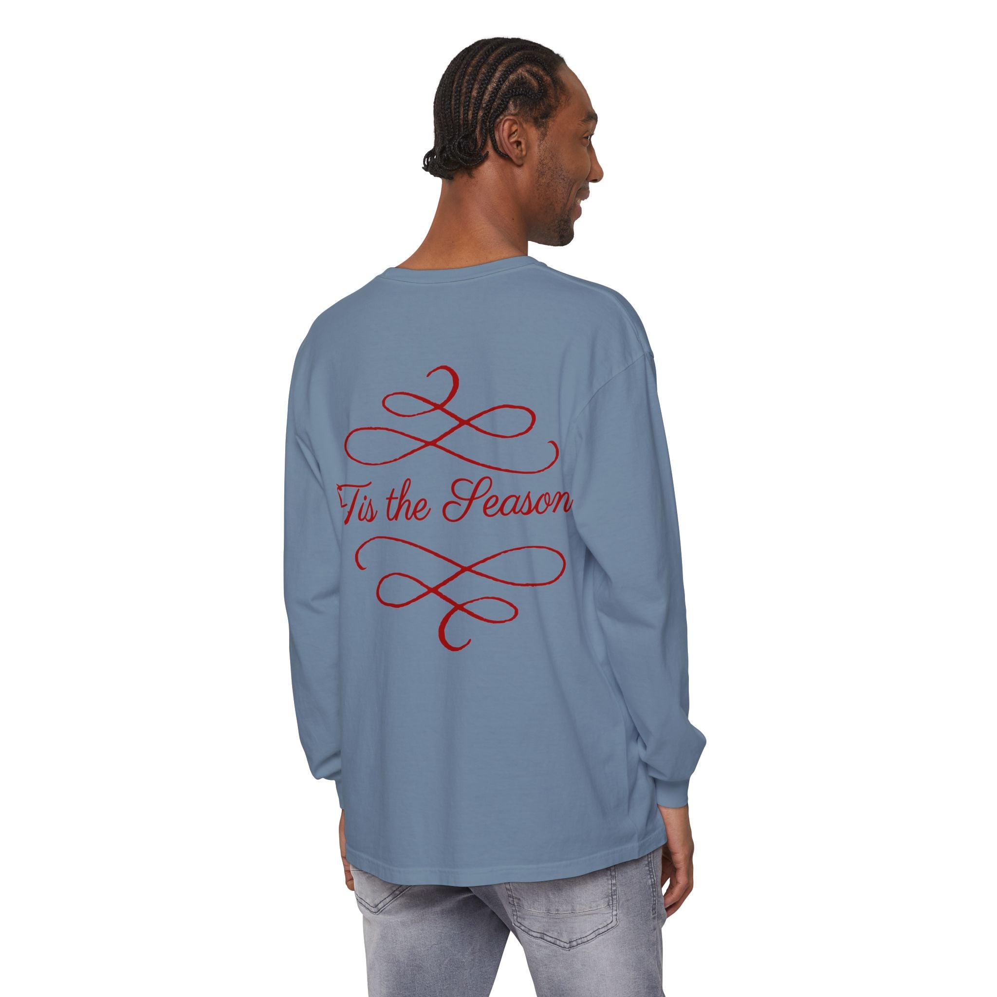 Christmas Family Scene Long Sleeve Tee — "Wrapped in Love This Christmas"
