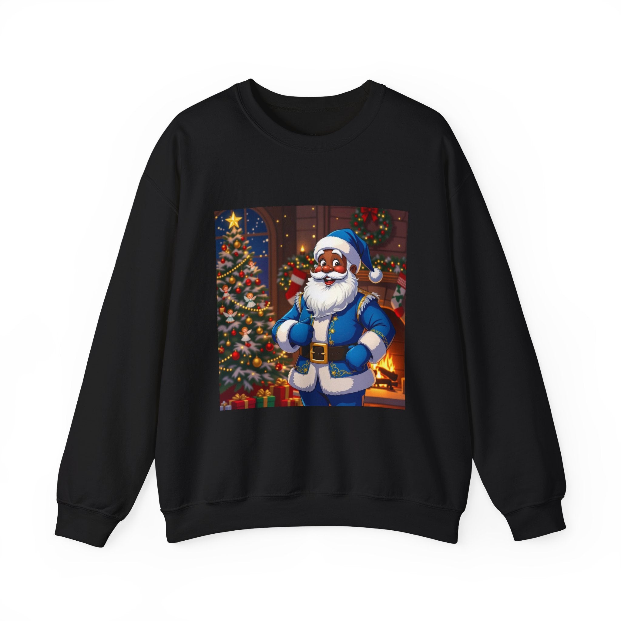 Christmas Sweatshirt - Blue Santa Claus Holiday Crewneck