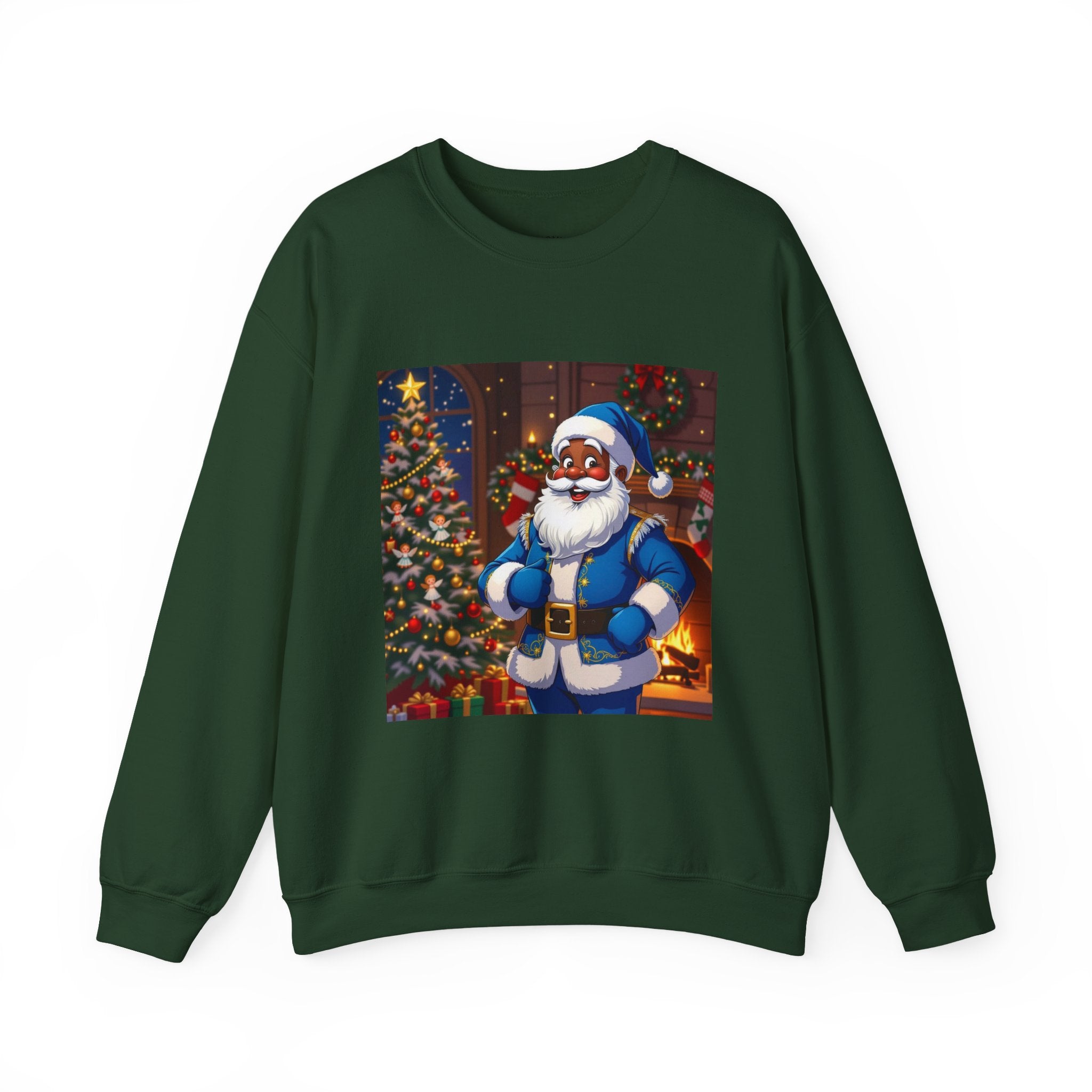 Christmas Sweatshirt - Blue Santa Claus Holiday Crewneck