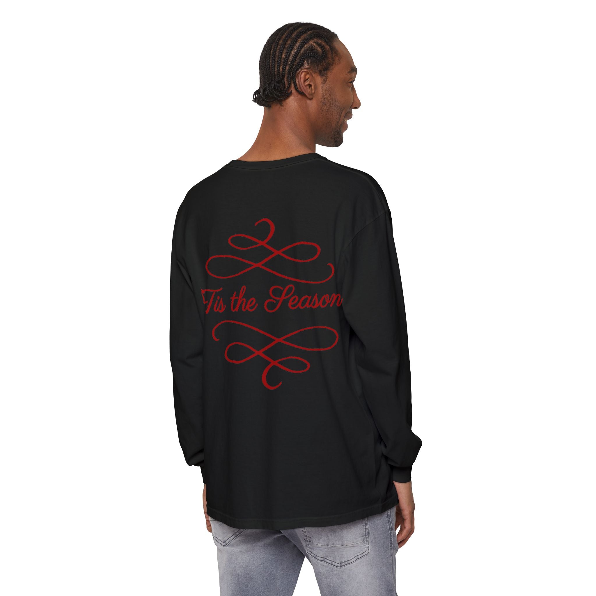 Christmas Family Scene Long Sleeve Tee — "Wrapped in Love This Christmas"